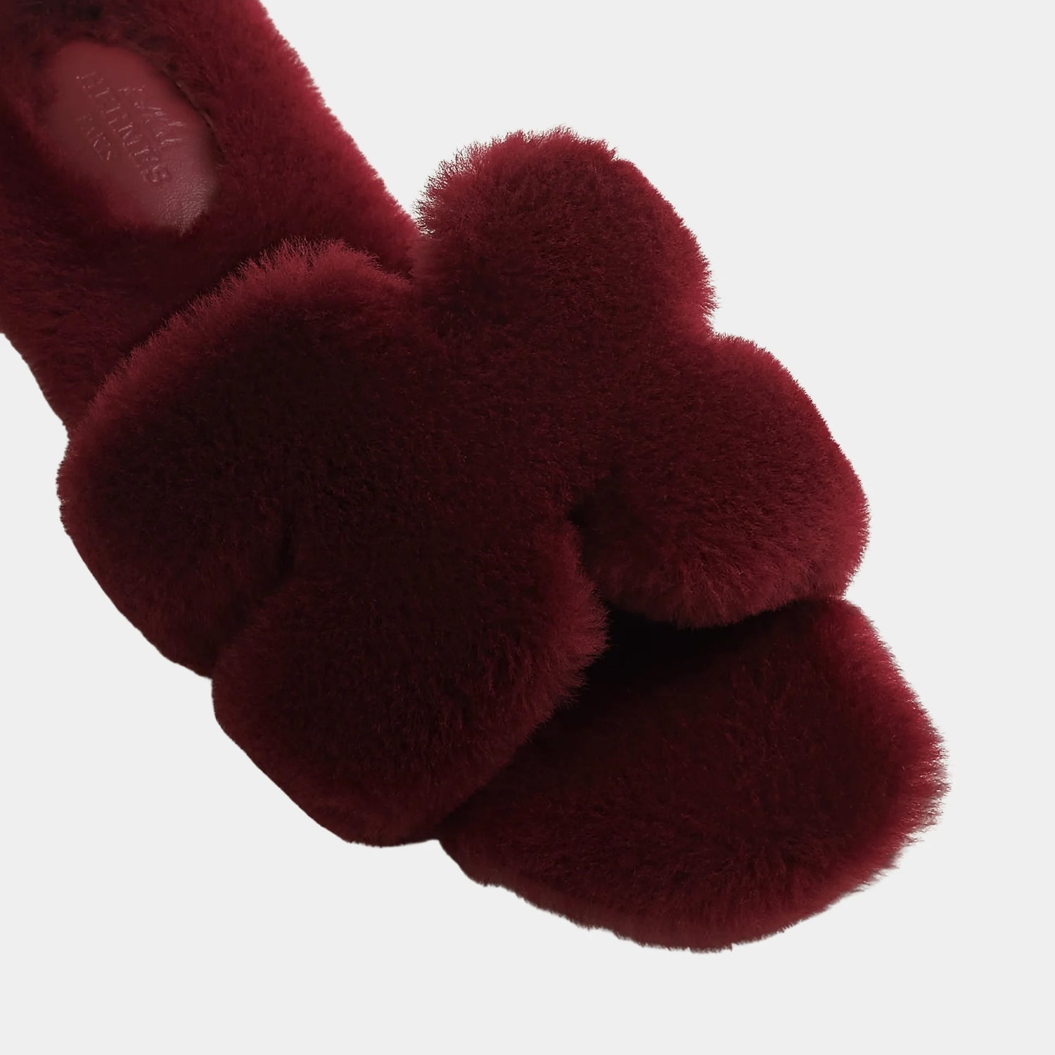Hermes Oran Sandals in Shearling, Rouge H, Top