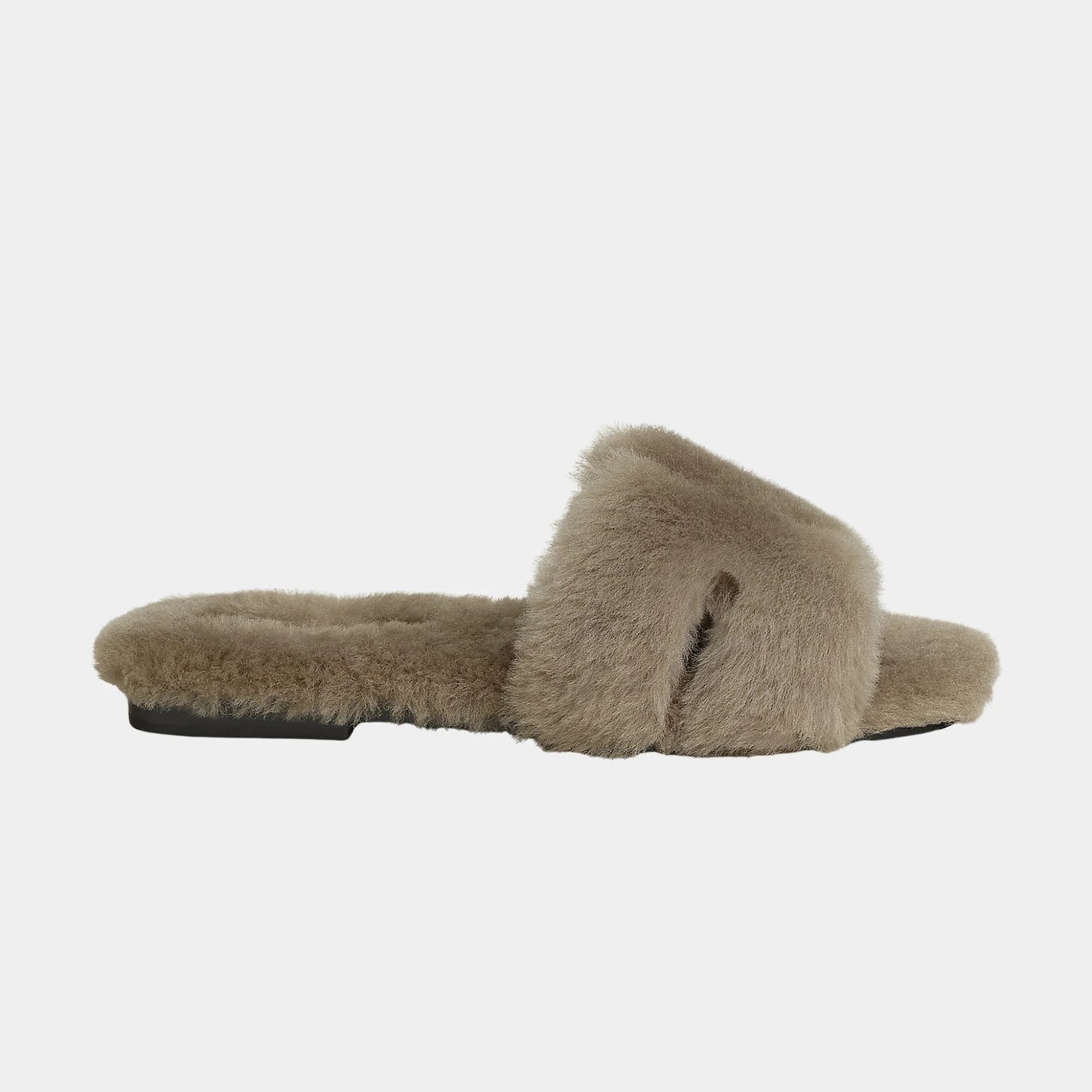 Hermes Oran Sandals in Sheepskin, Etoupe, Side