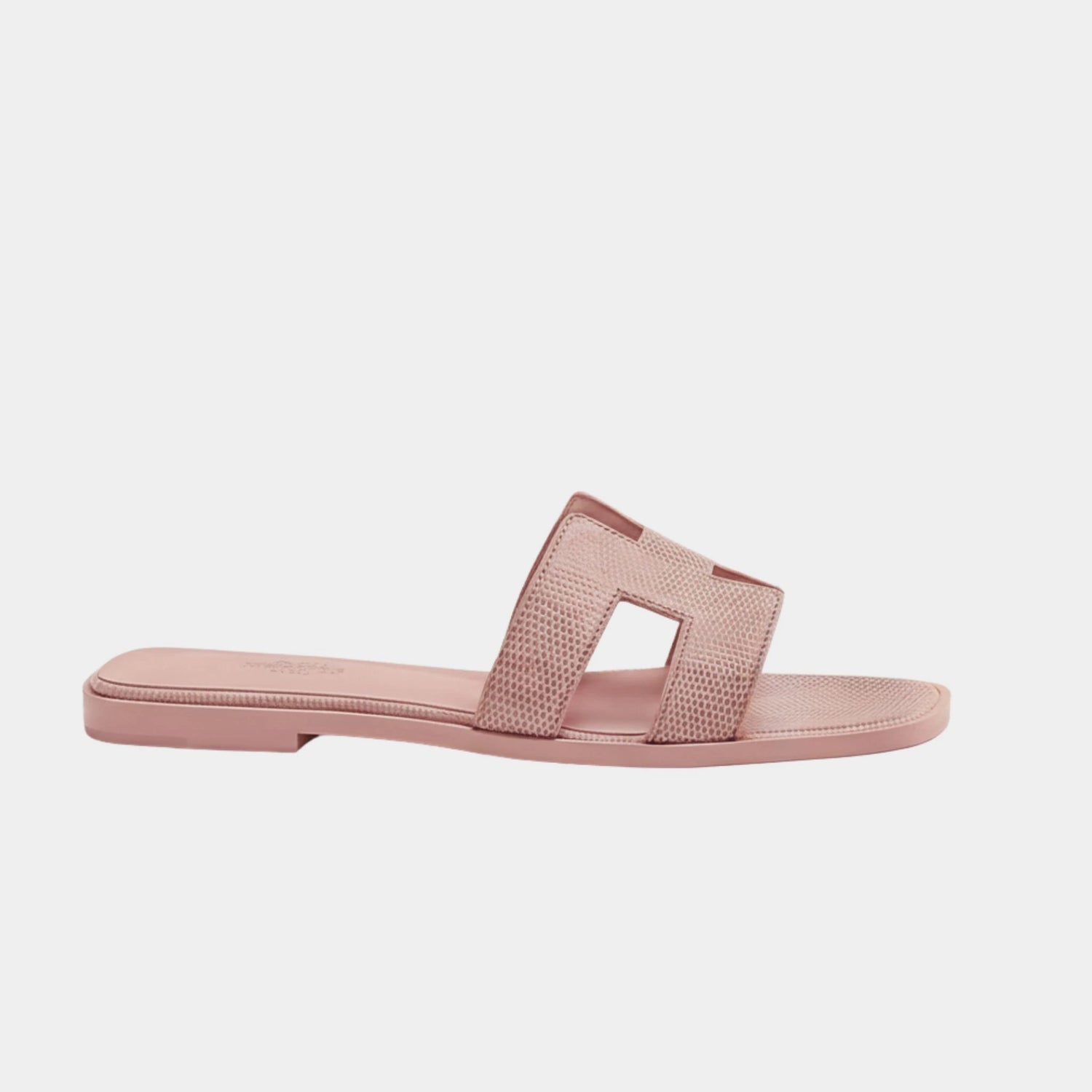 Hermes Oran Sandals Lizard, Pink Pale, Side