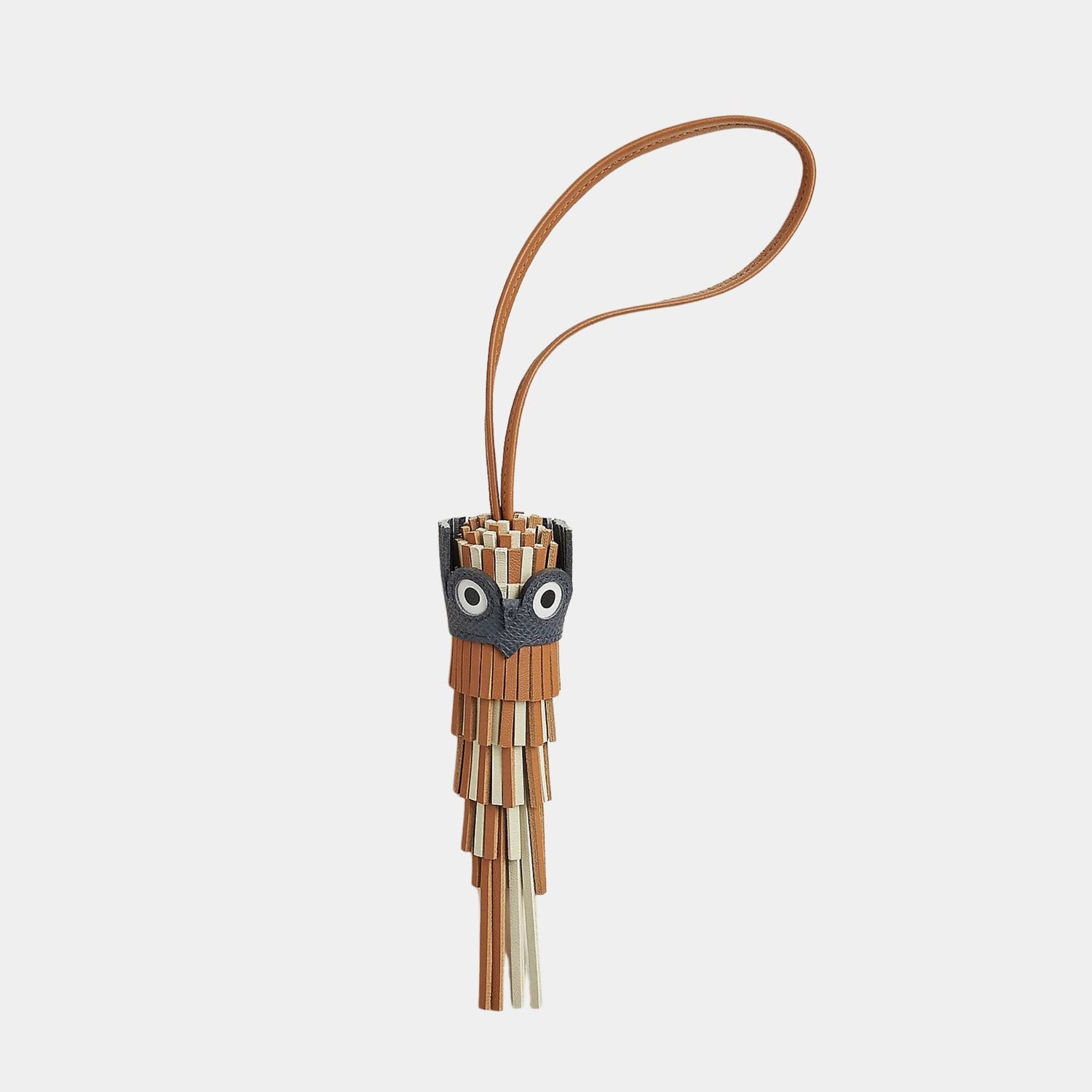 Hermes Owl Bag Charm, Gold , Craie, Gold, Misty, Blanc