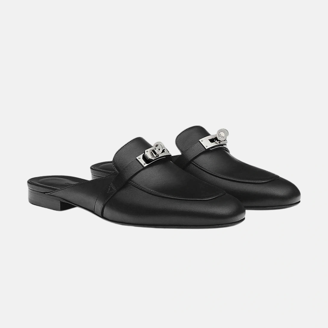 Hermes Oz Mule Goatskin PHW, Black, Front