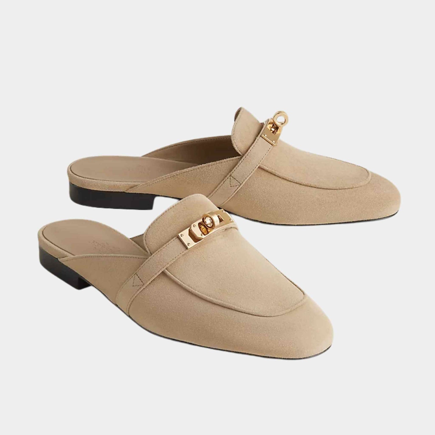 Hermes Oz Mules Biege Linen, Front and side