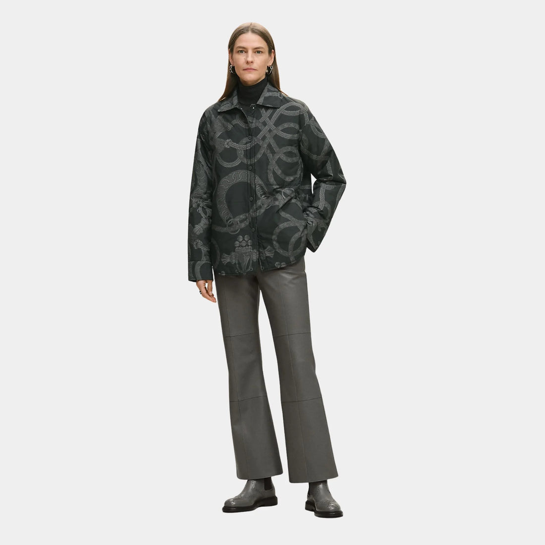 Hermes Palefroi Remix Reversible Overshirt, Gris Charbon, Front