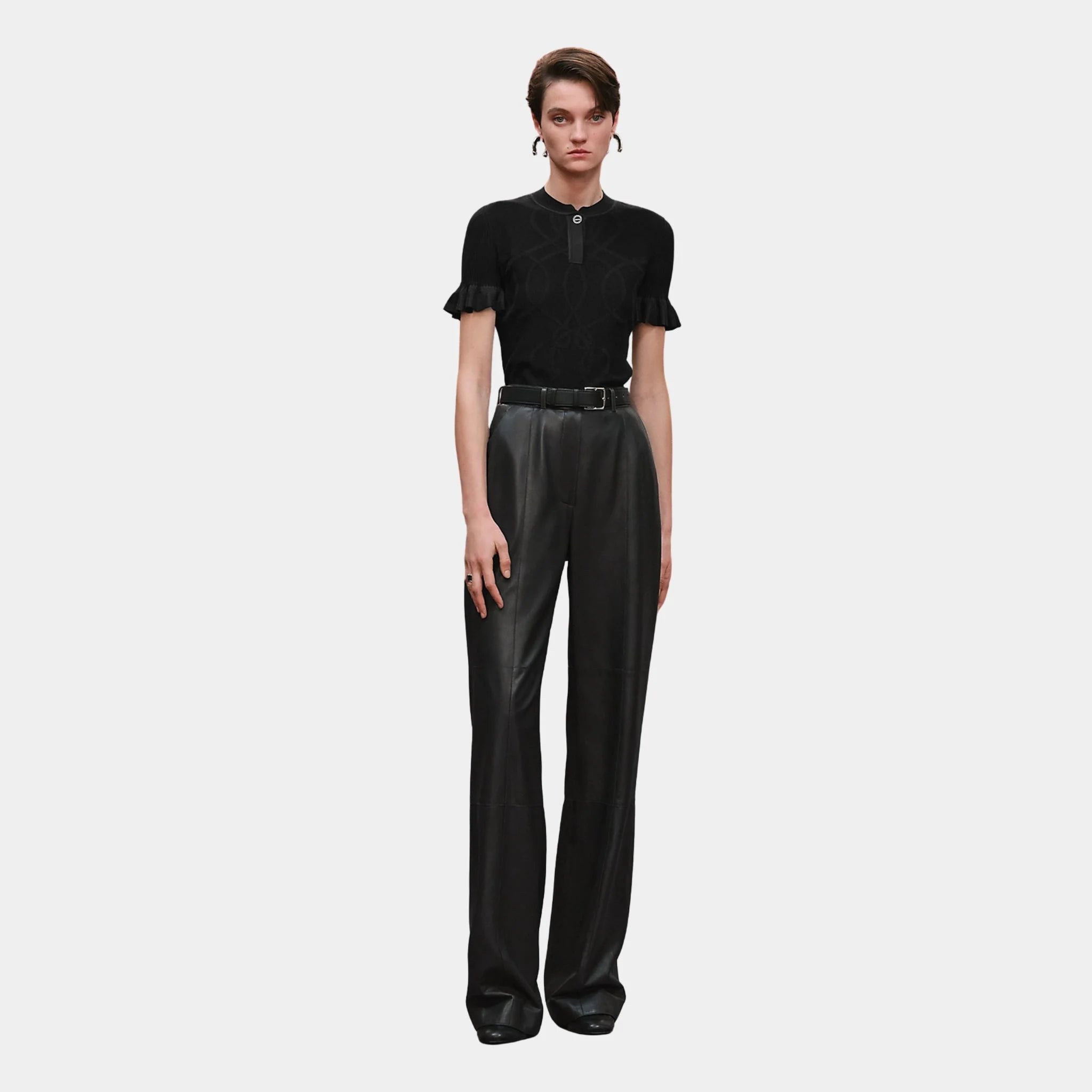 Hermes Palefroi Remix Short-sleeve Sweater in Wool, Noir, Front
