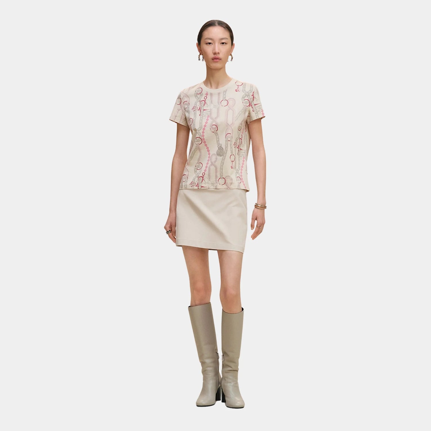 Hermes Palefroi Remix Straight T-shirt, Beige Avoine, Front