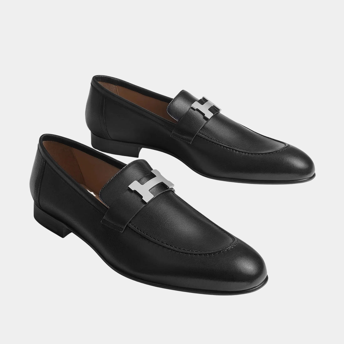 Hermes Paris Loafer in Goatskin Men, Noir, Front