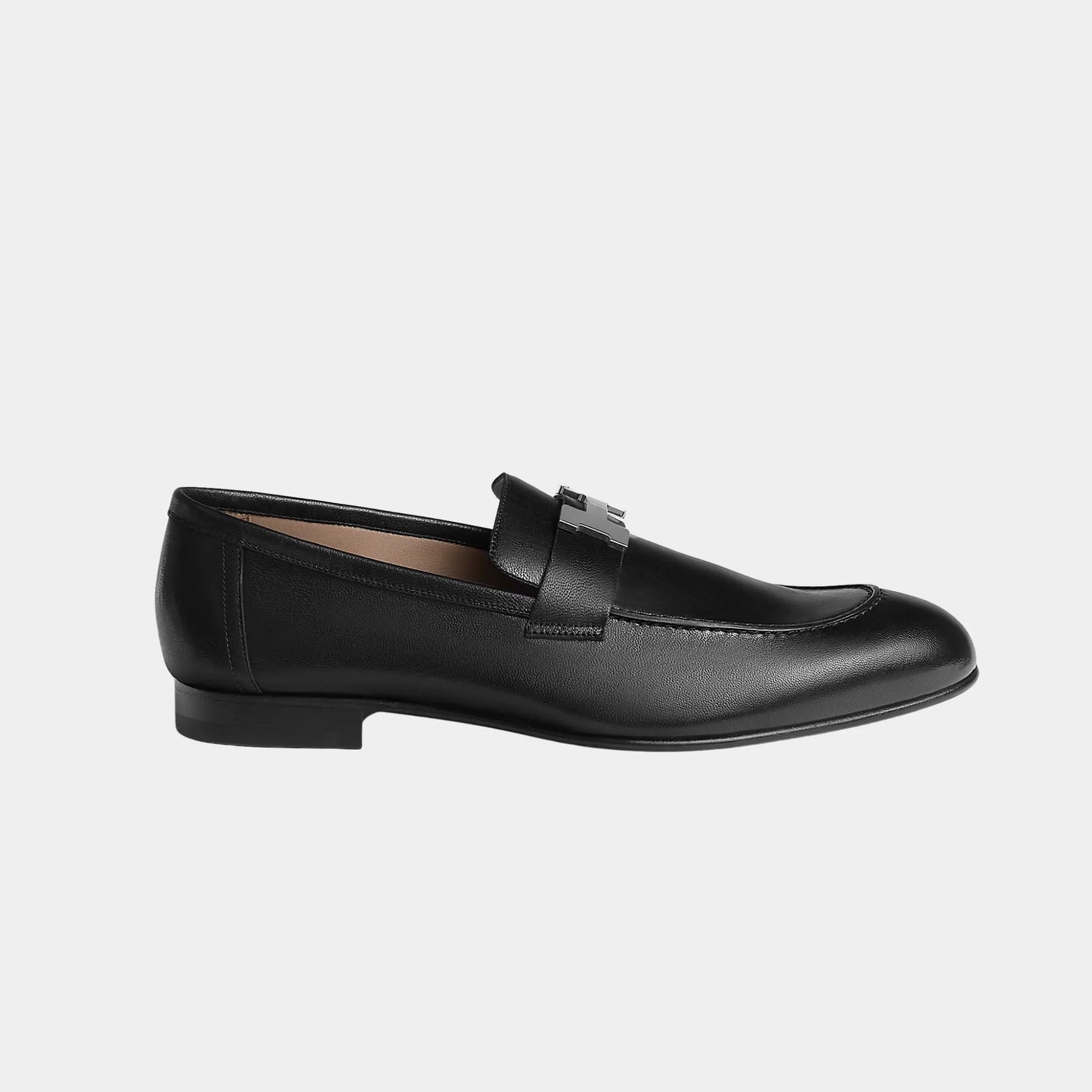 Hermes Paris Loafer in Goatskin Men, Noir, Side
