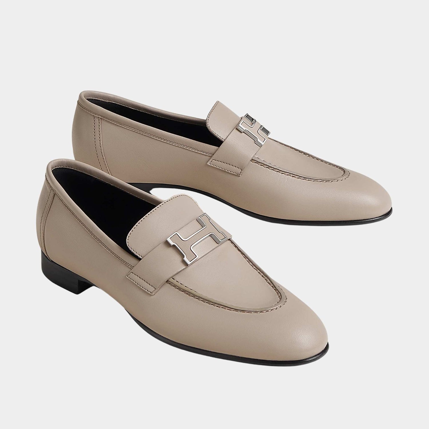 Hermes Paris Loafer Goatskin Paris Buckle, Beige Galat, Front