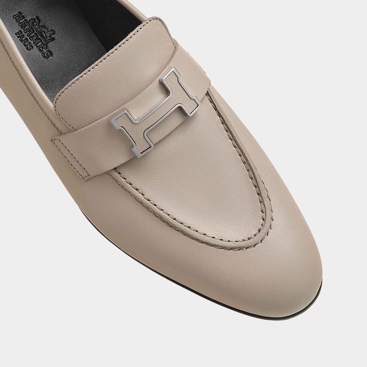 Hermes Paris Loafer Goatskin Paris Buckle, Beige Galat, Top