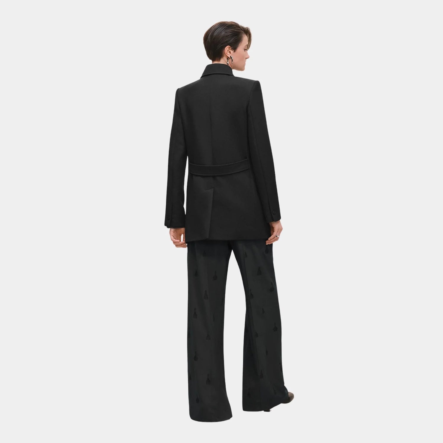Hermes Pea Coat in Wool, Noir, Back