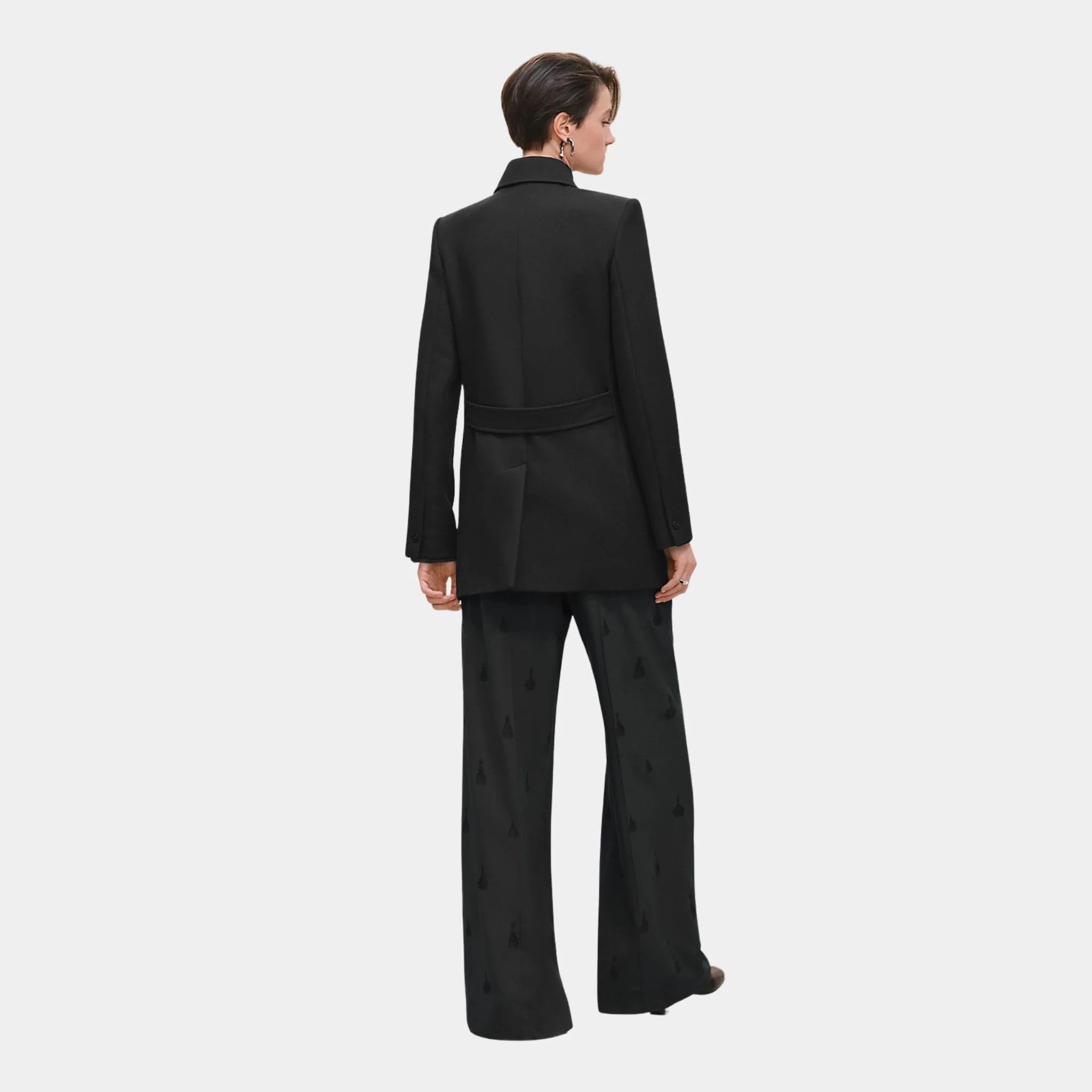 Hermes Pea Coat in Wool, Noir, Back