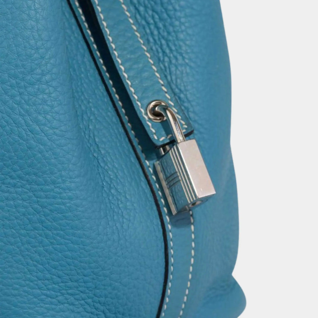 Hermes Picotin 18 جلد كليمنس أزرق جين PHW، قفل