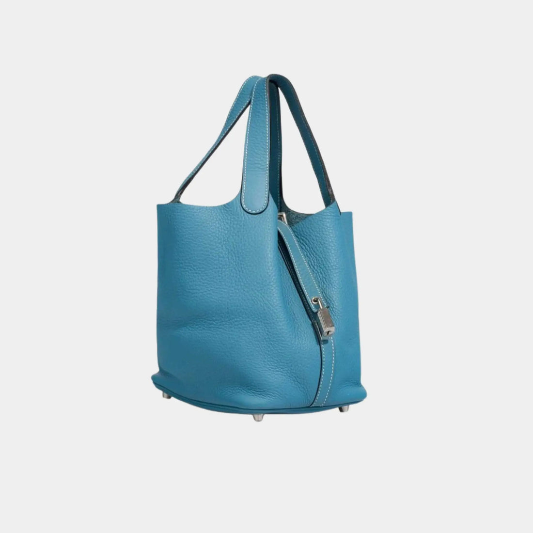 Hermes Picotin 18 Clemence Bleu Jean PHW، من الجانب