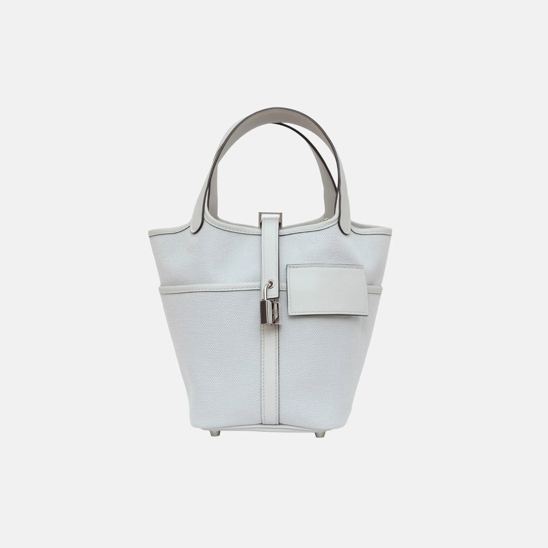 Hermes Picotin 18 Gris Platine Swift Canvas PHW, Front