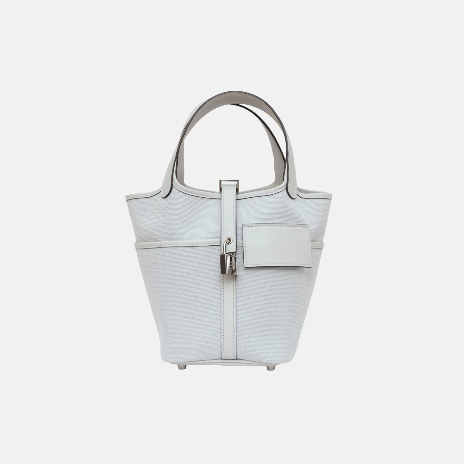 Hermes Picotin 18 Gris Platine Swift Canvas PHW, Front