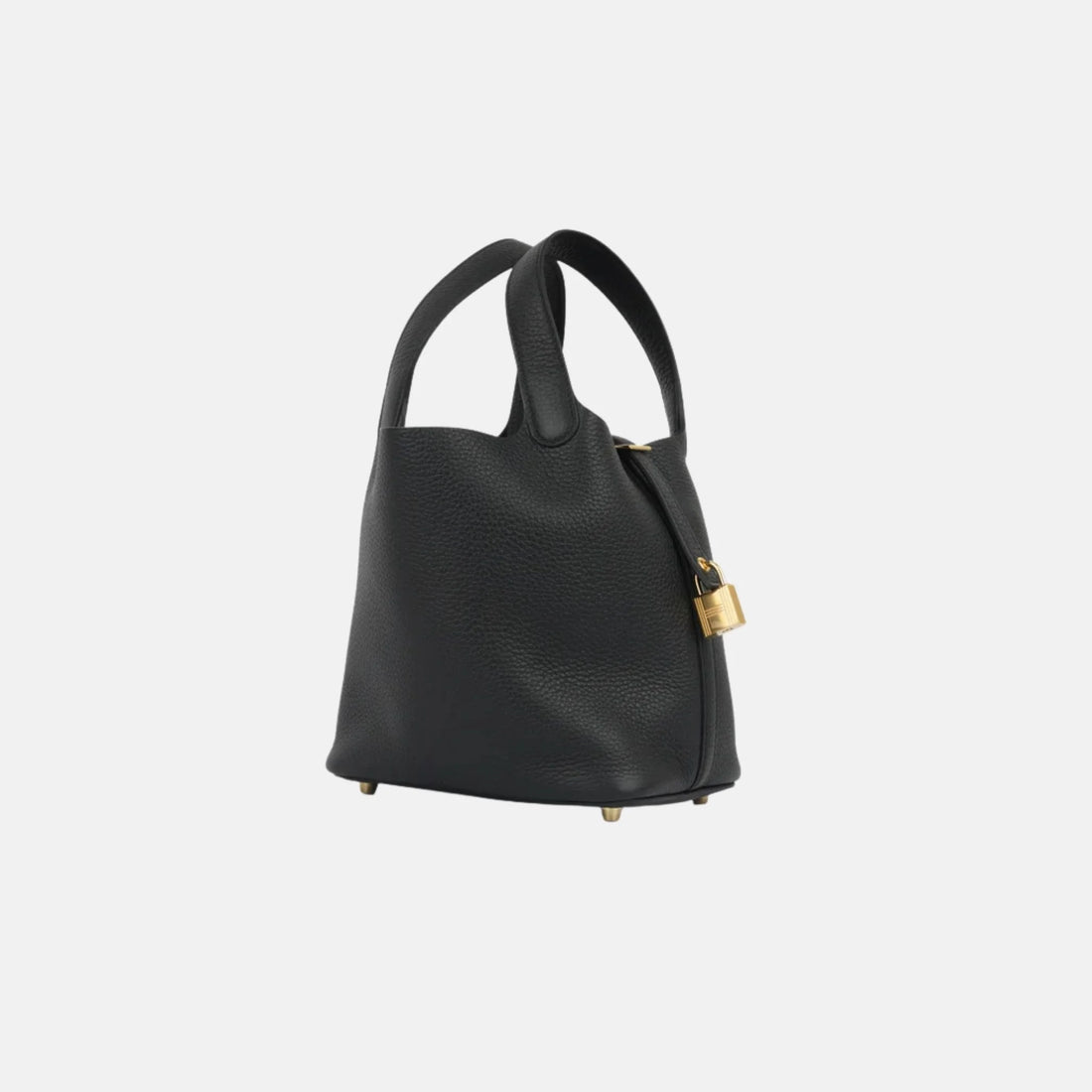 Hermes Picotin 18 أسود، جلد كليمنس، GHW، جانبي