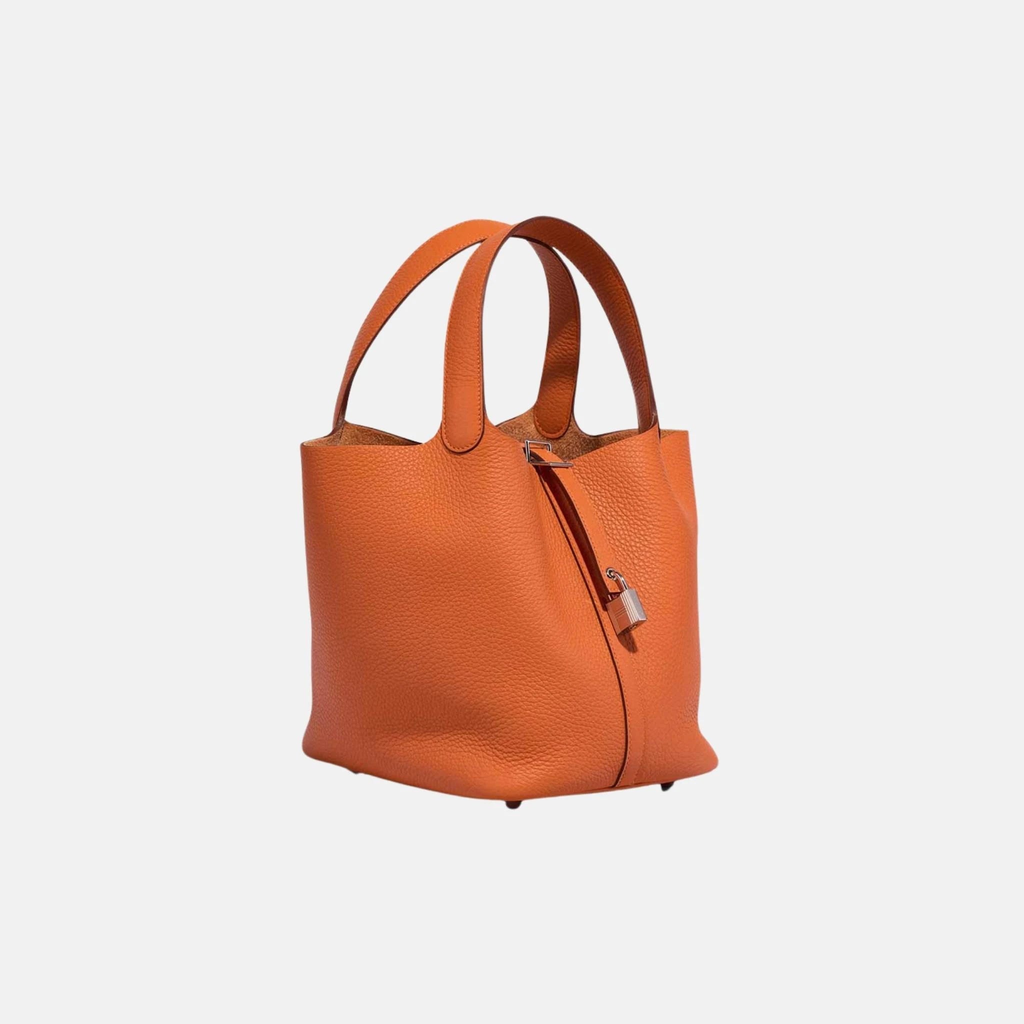 Hermes Picotin 22 Taurillon Clemence Orange PHW, Side