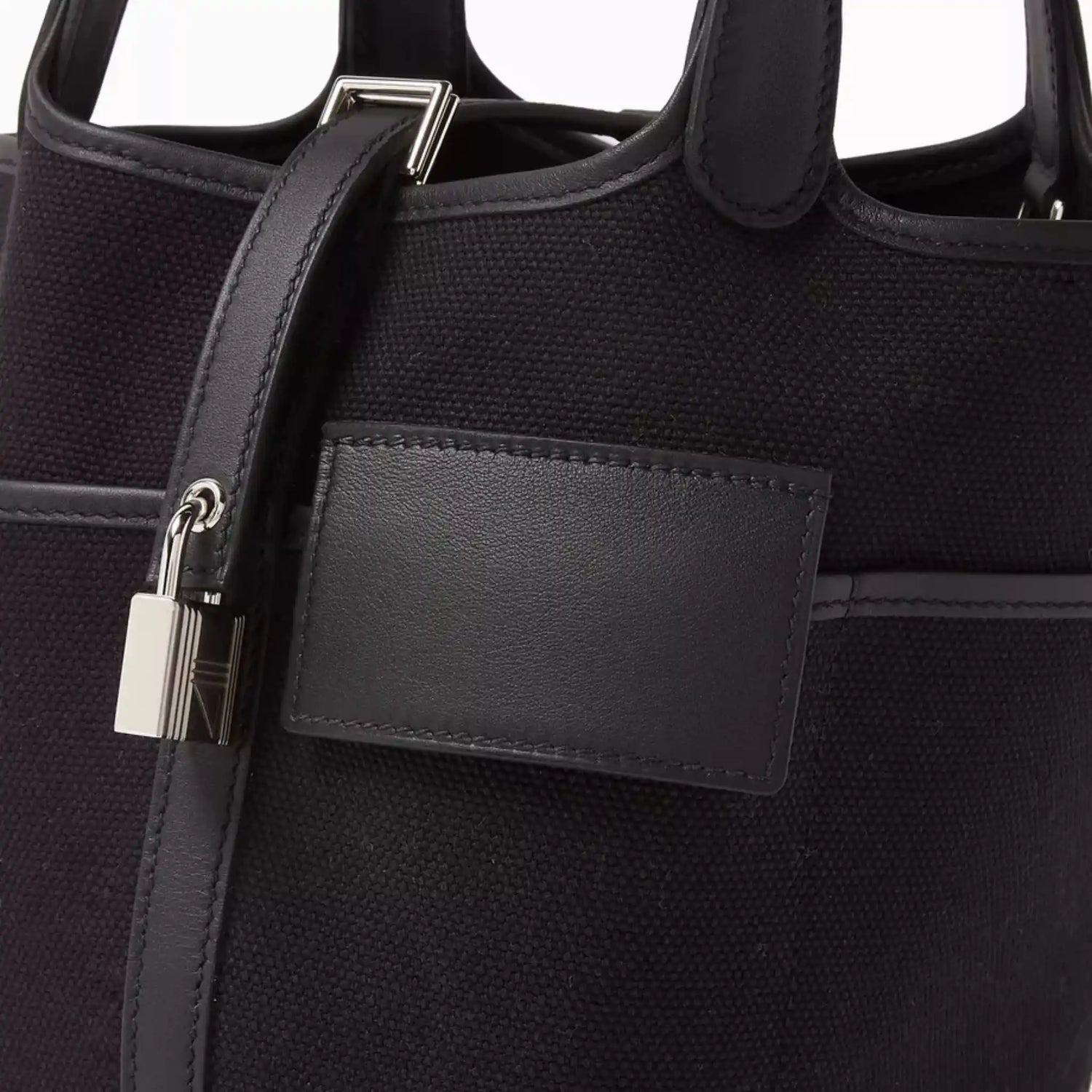 Hermes Picotin Cargo 18 Toile Swift Black PHW, Closeup