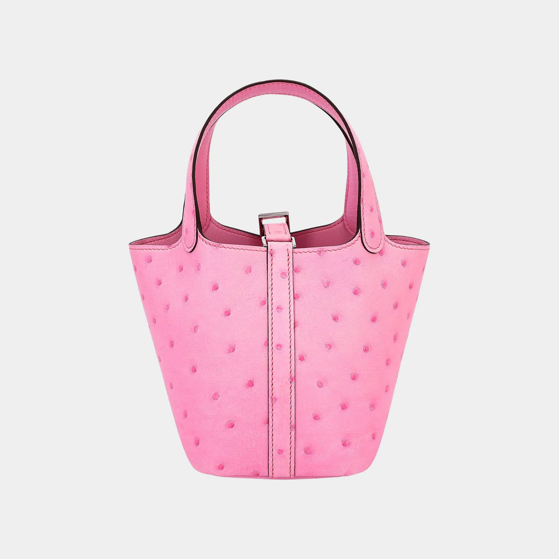Hermes Picotin Micro 14 Ostrich  Rose Bubblegum PHW, Back