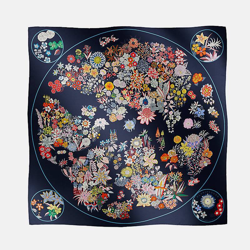 Hermes Planifleurs Scarf 90 , Maine, front