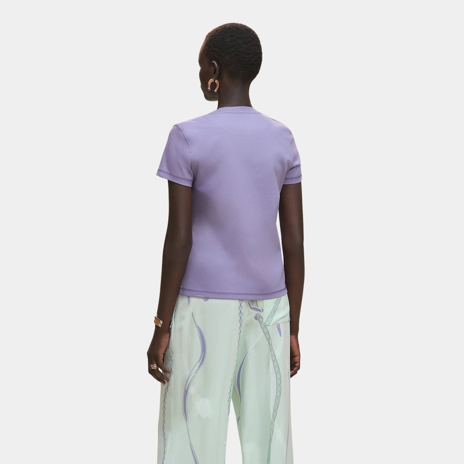 Printed Straight T-shirt in Plain Jersey