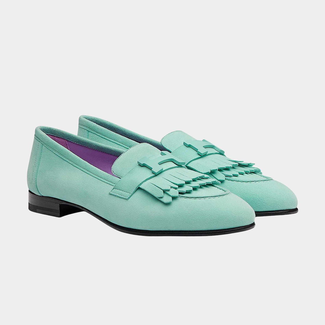 Hermes Royal Loafer in Suede Goatskin, Vert Embrun, Front