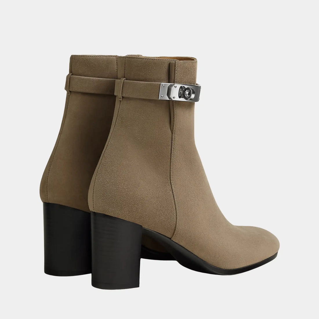 Hermes Saint Germain Ankle Boots in Suede, Etoupe, Back
