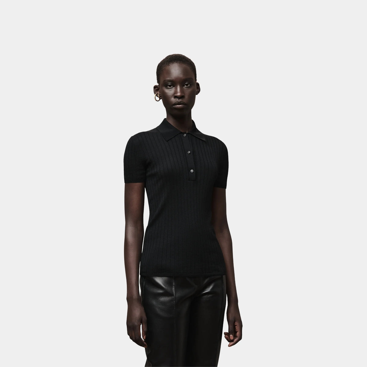 Short-sleeve Polo Shirt in Cashmere and Silk