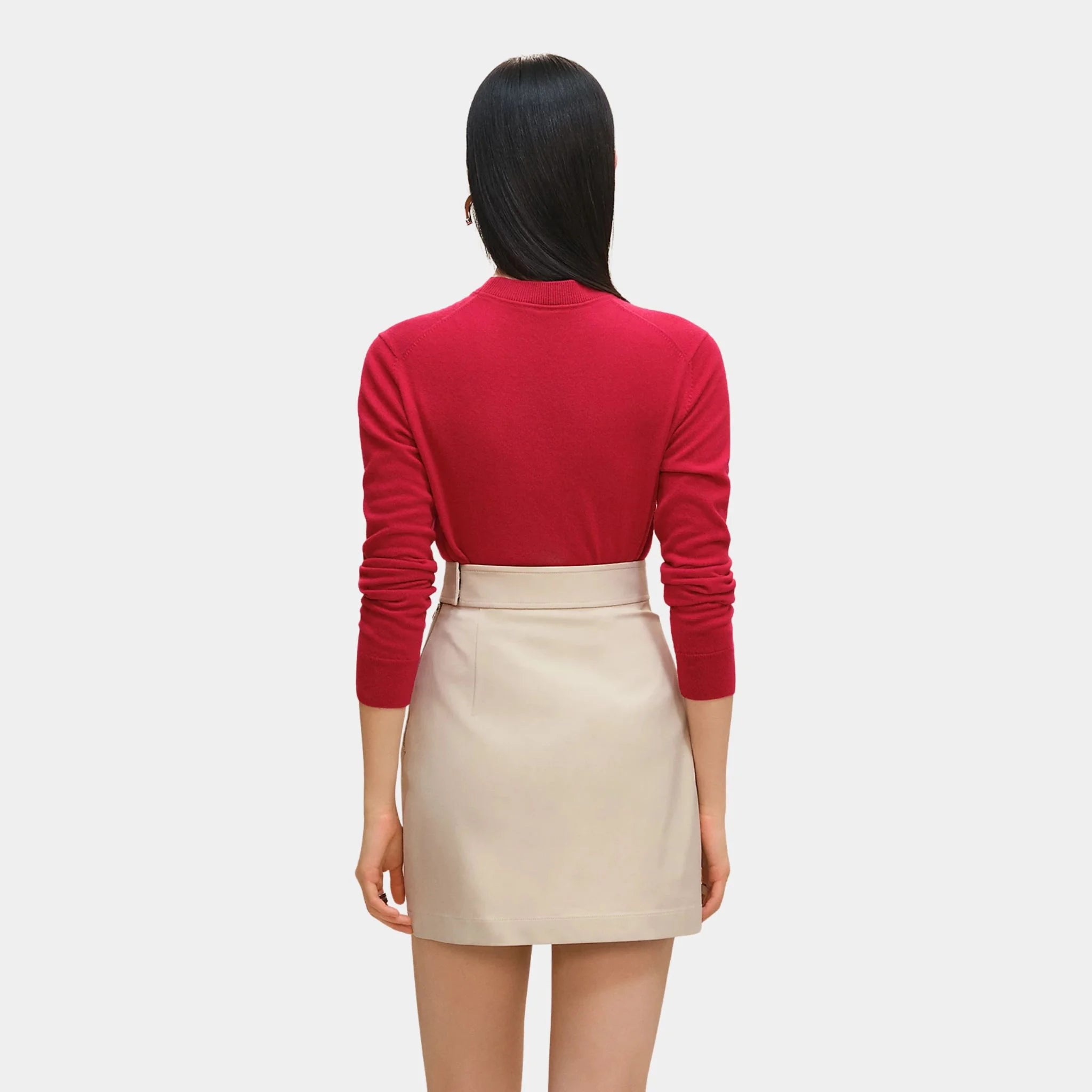 Hermes Skirt in Double Stretch Cotton Twill, Beige Avoine, Back