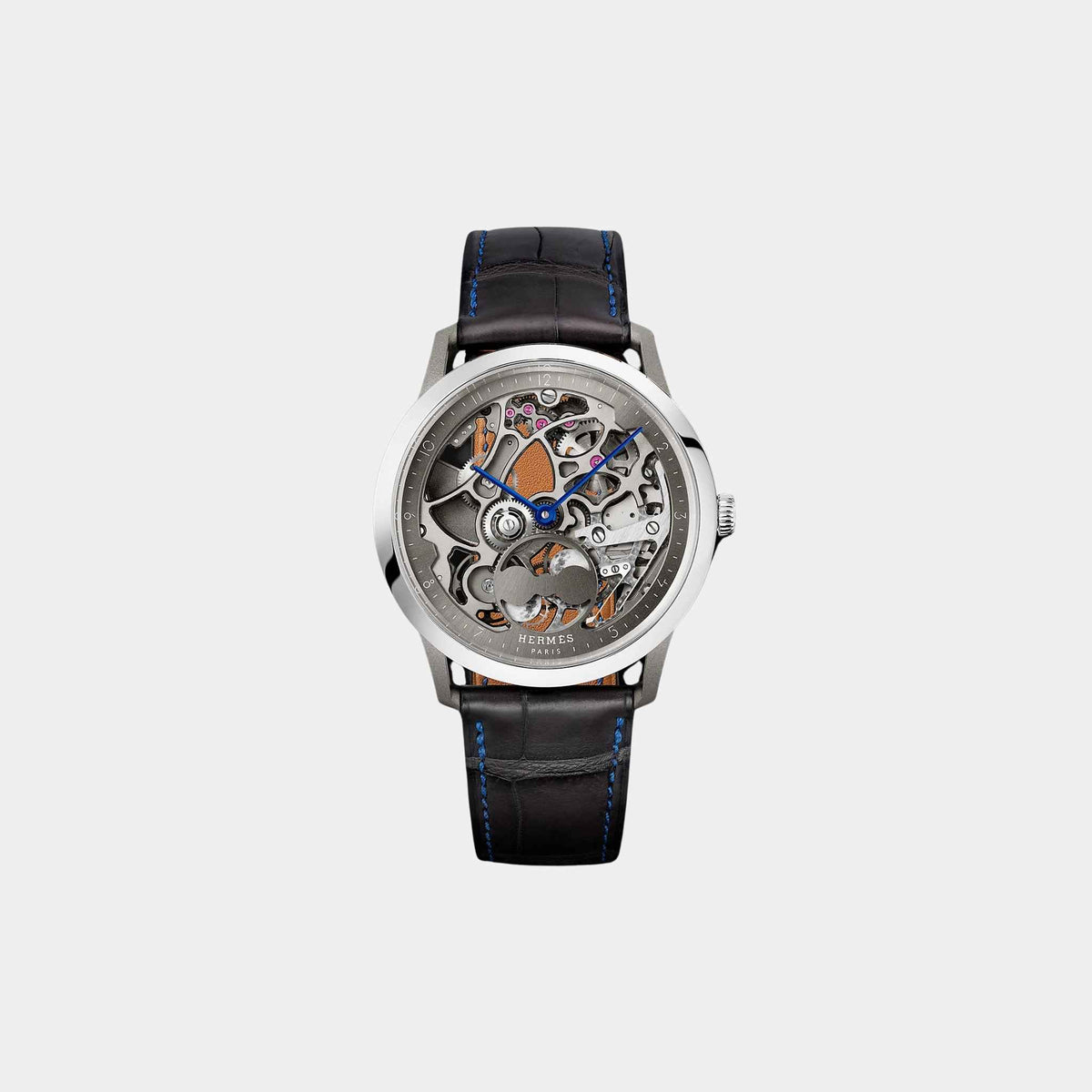 ساعة Slim d'Hermes Squelette Lune 39.5 مم من تيتانيوم وبلاتين