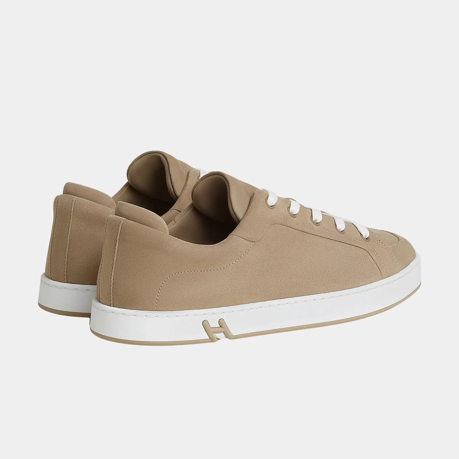 Hermes Sneakers Kid Suede Goatskin, Beige Sable, Back