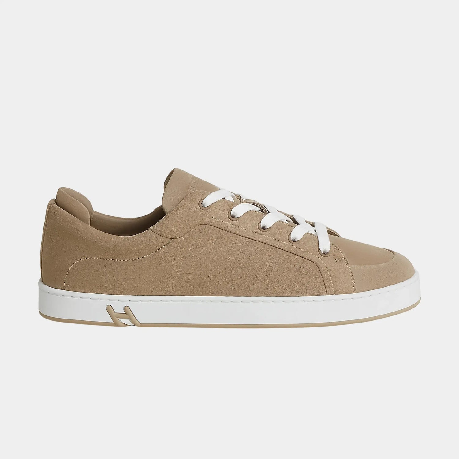 Hermes Sneakers Kid Suede Goatskin, Beige Sable, Side
