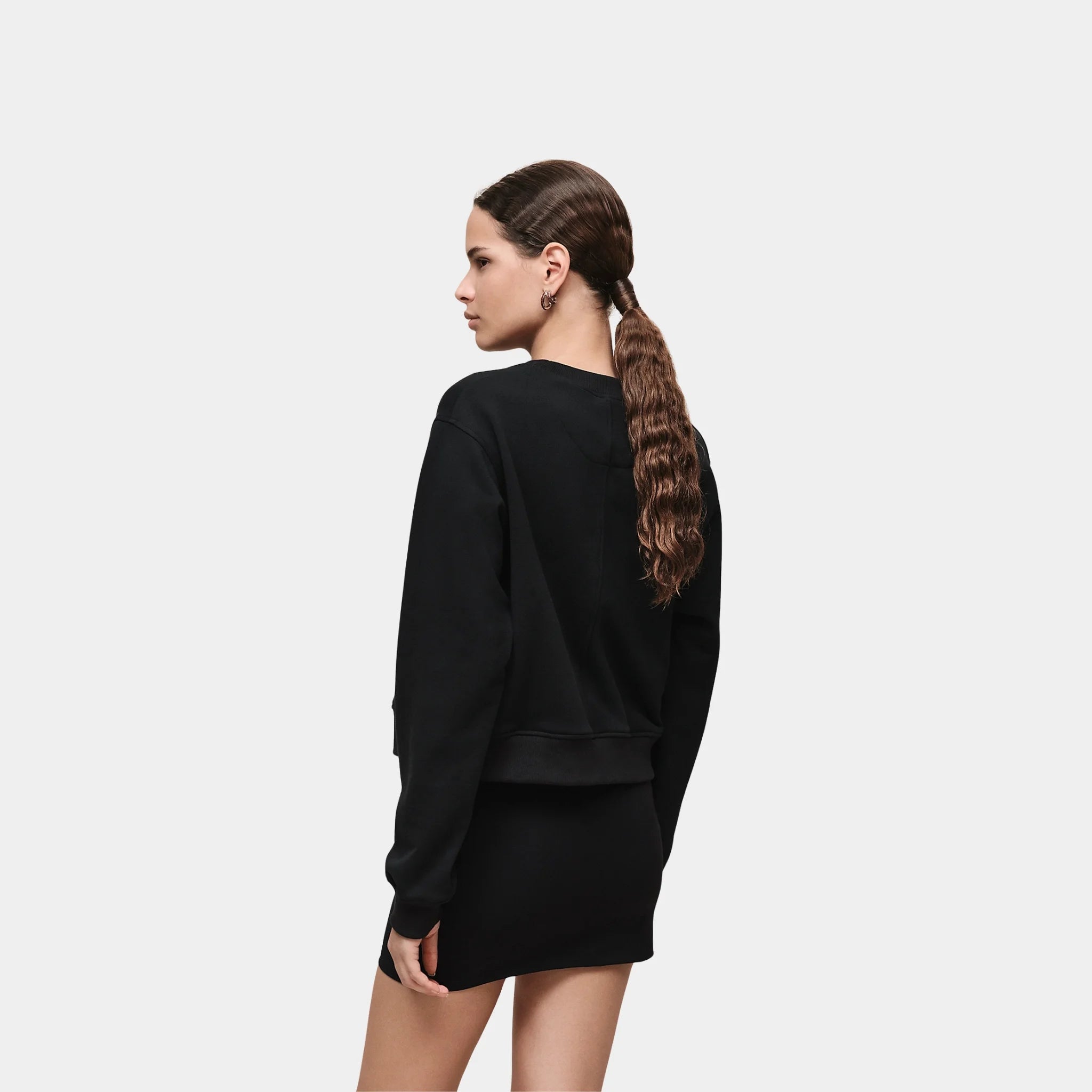 Hermes Sweatshirt with Embroidered Darts in Cotton Duffle and Silk, Noir, Back