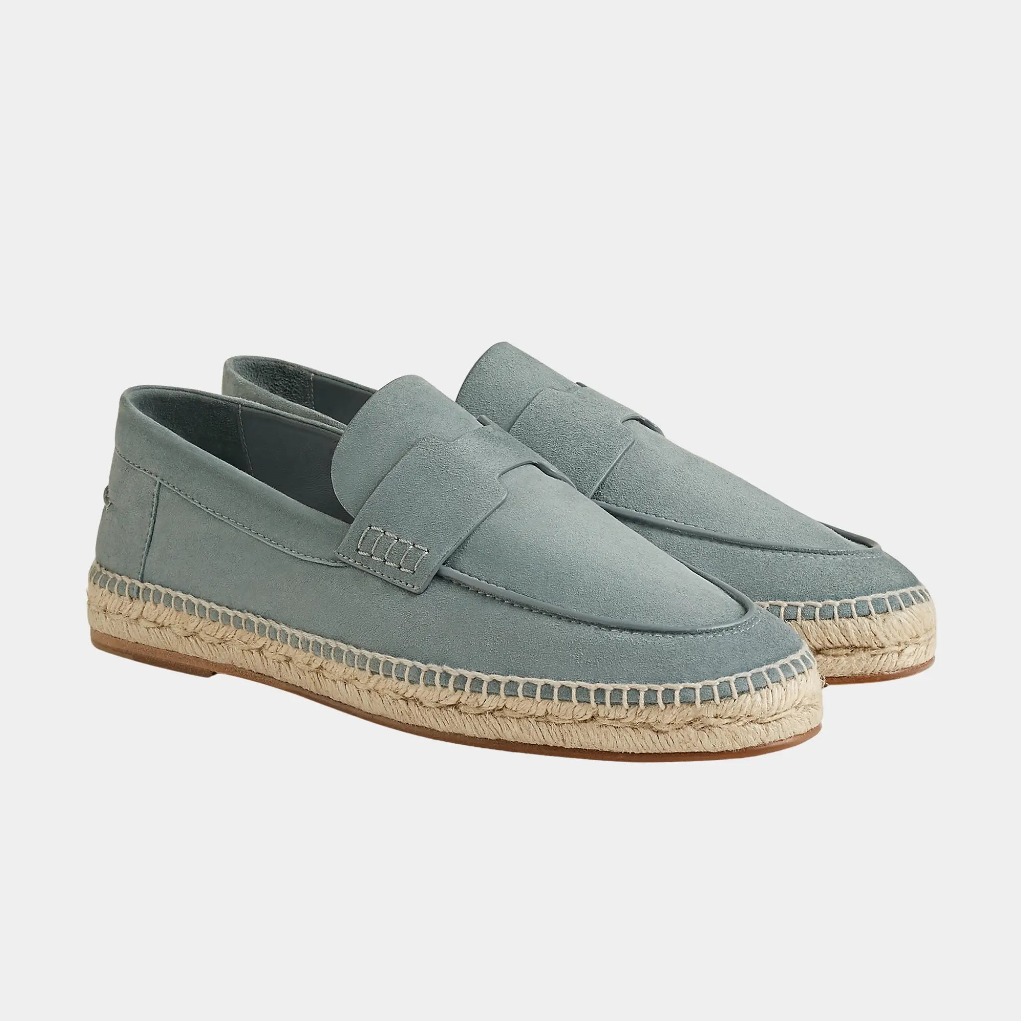 Hermes Trip Espadrille in Suede Goatskin, Bleu Tonnerre, Front