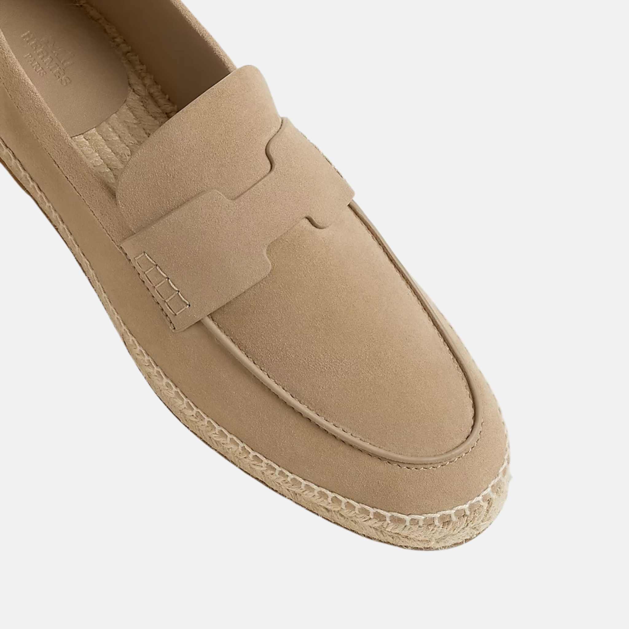 Hermes Trip Espadrille Suede Goatskin , Beige Sable, Top