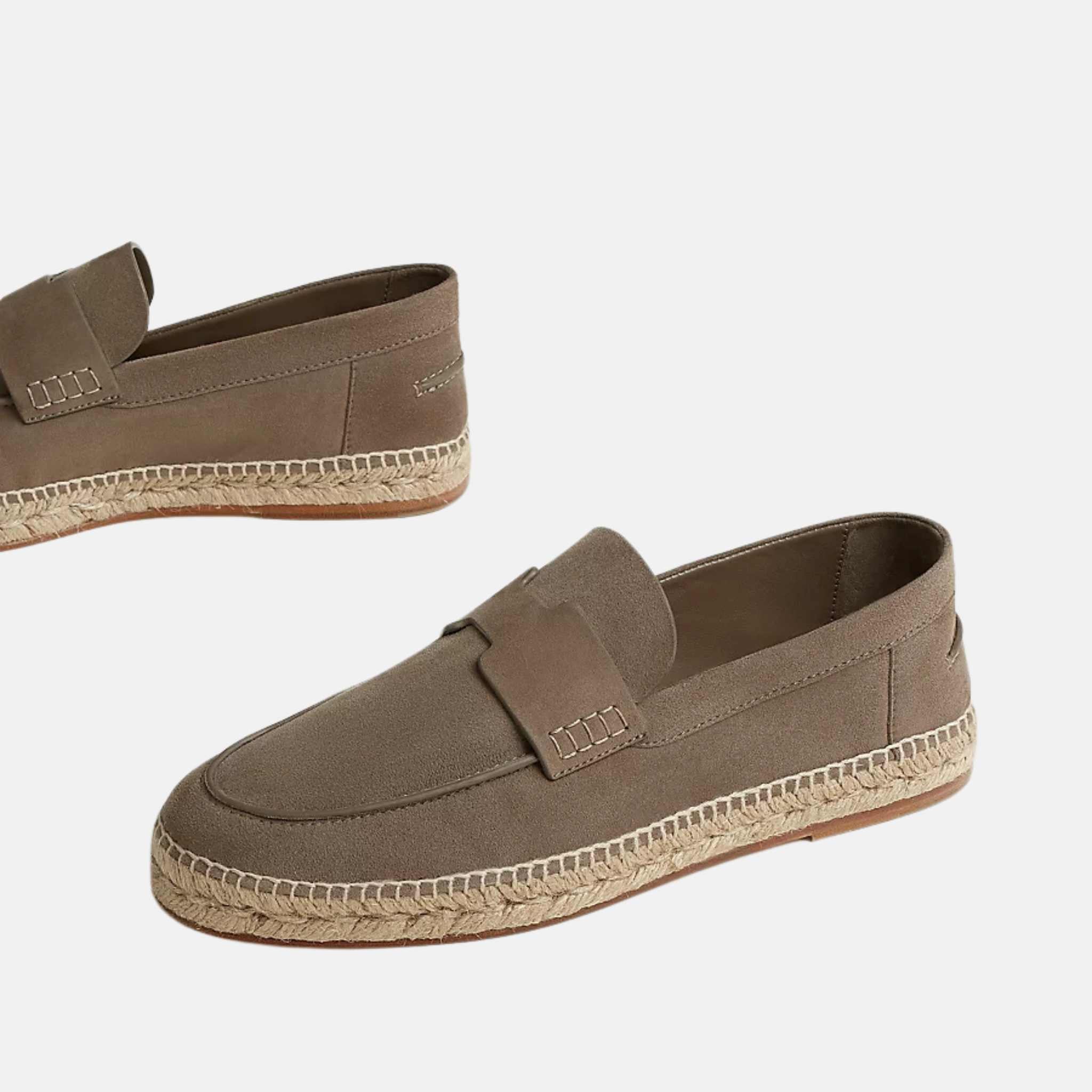 Hermes Trip Espadrille Suede Goatskin , Etoupe, Side