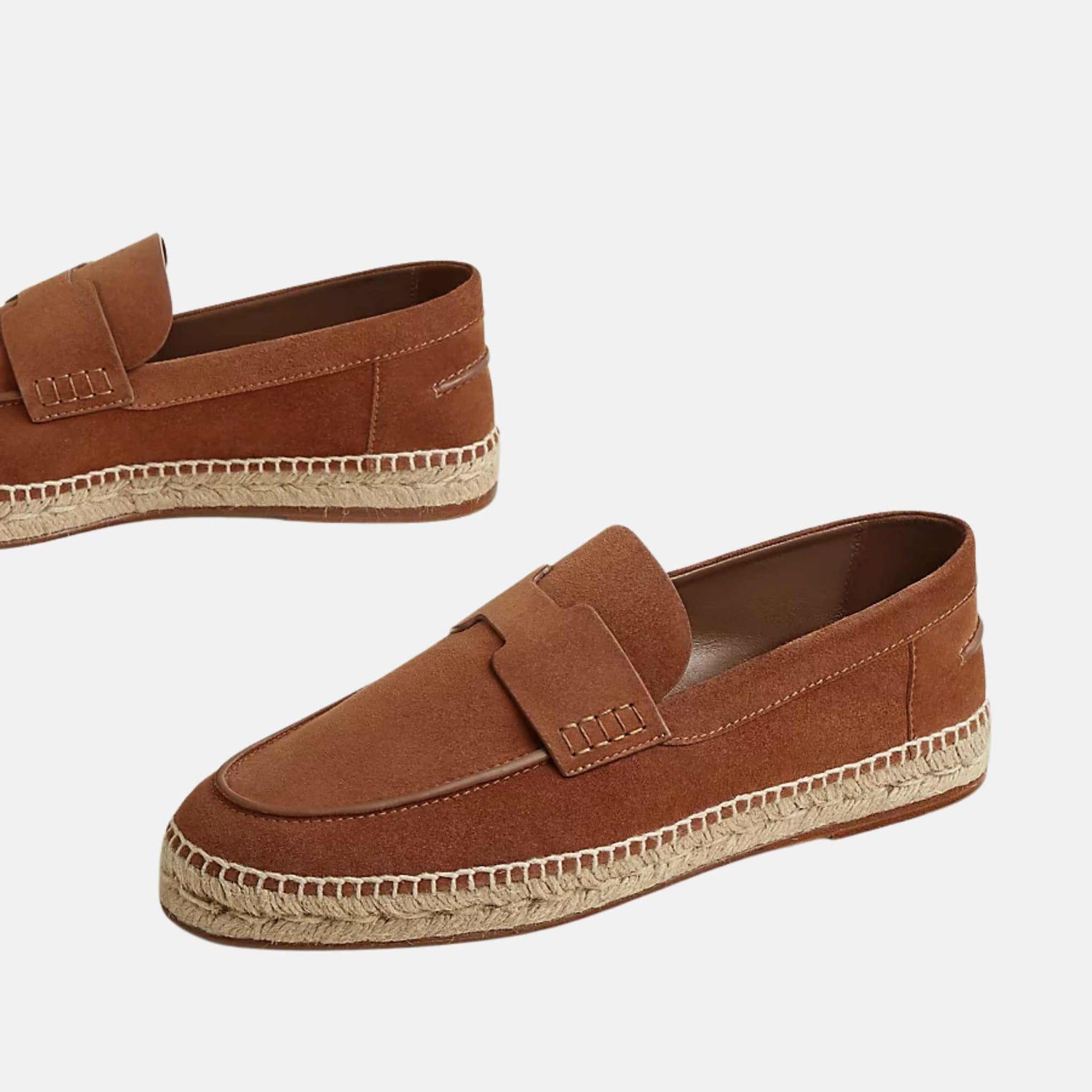 Hermes Trip Espadrille Suede Goatskin , Marron Teck, Side