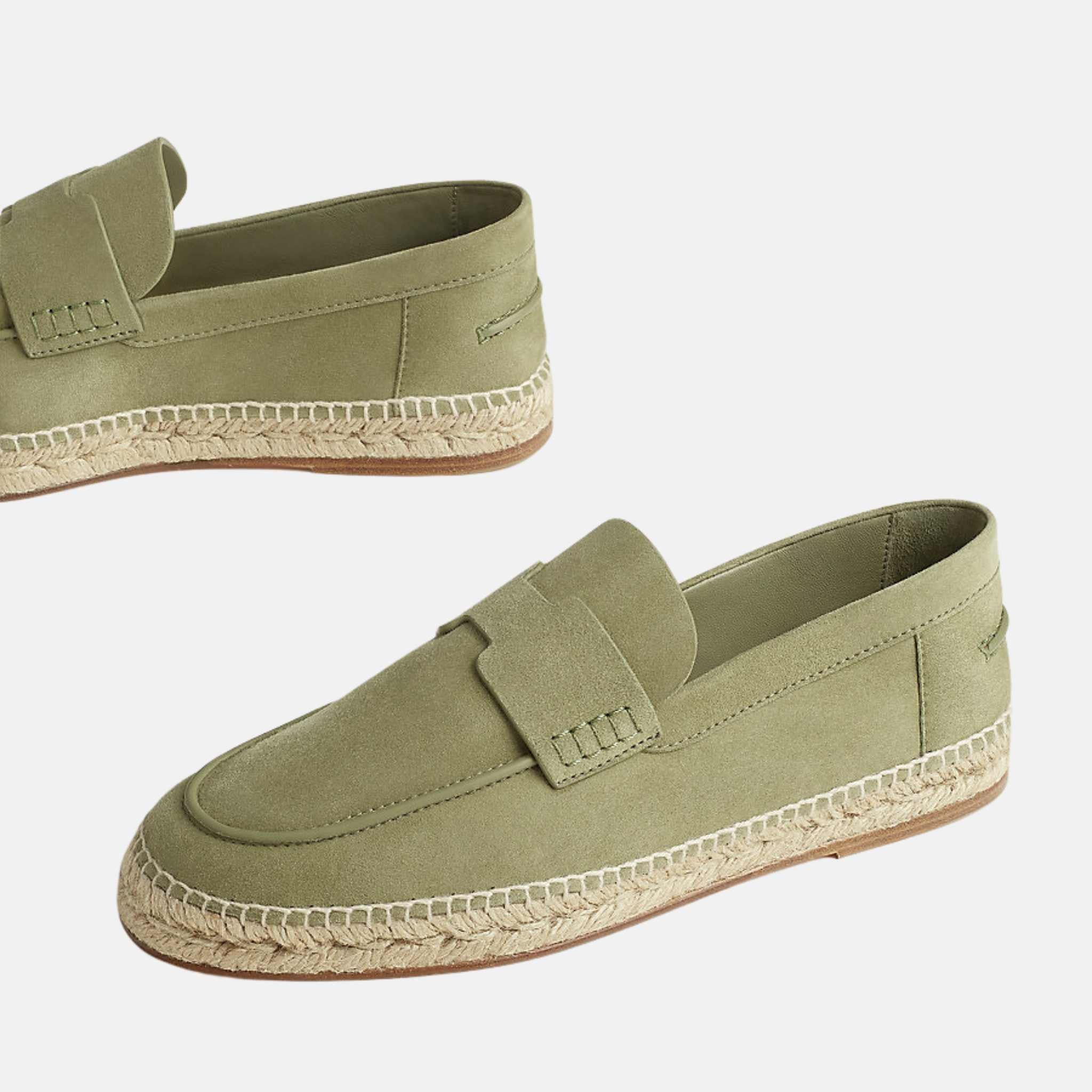 Hermes Trip Espadrille Suede Goatskin , Vert Celadon, Top