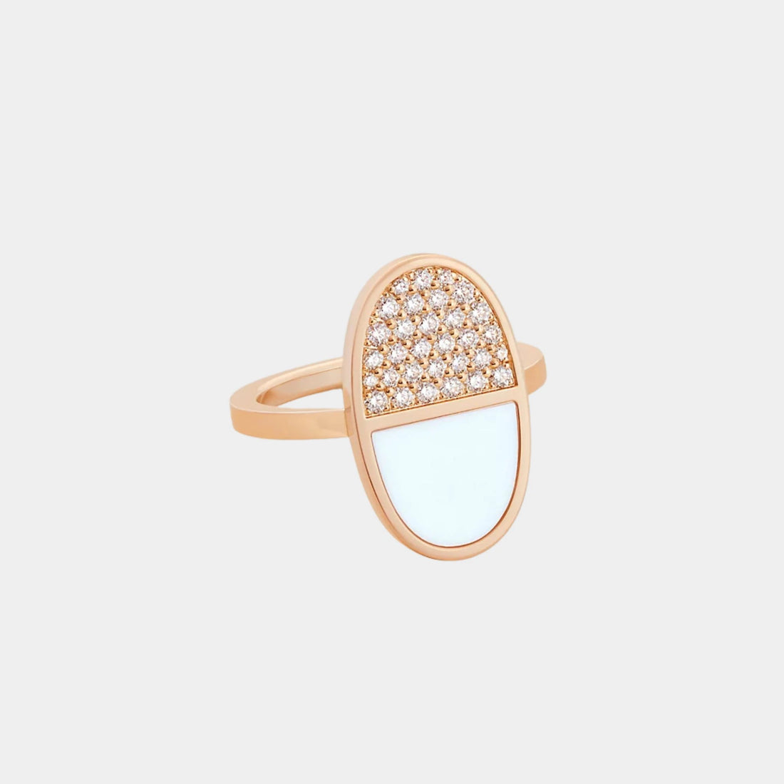 Hermes Verso Anchor Chain Ring Medium Model Rose Gold Diamonds &amp; Ceramic, Front