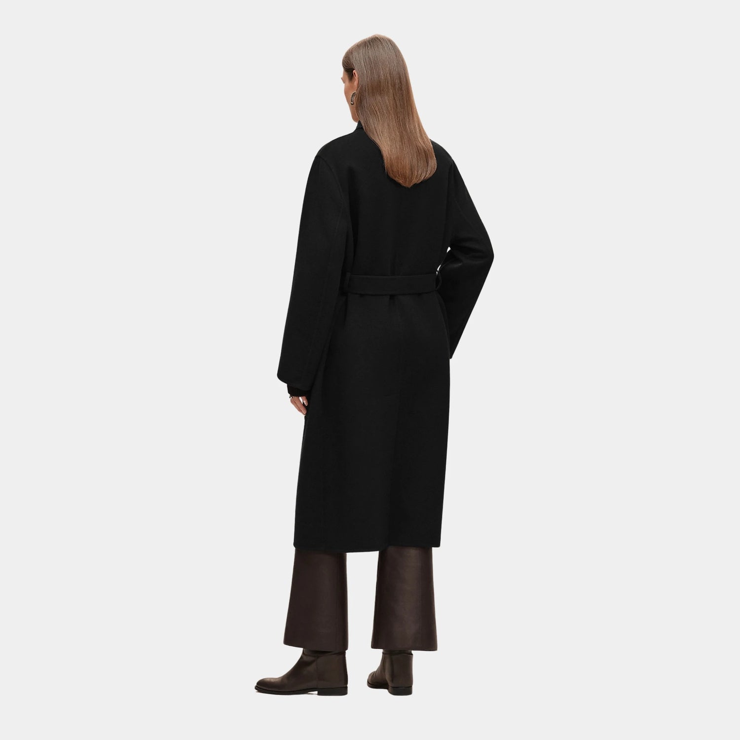 Hermes Wrap Coat in Double-sided Cashmere, Noir, Back