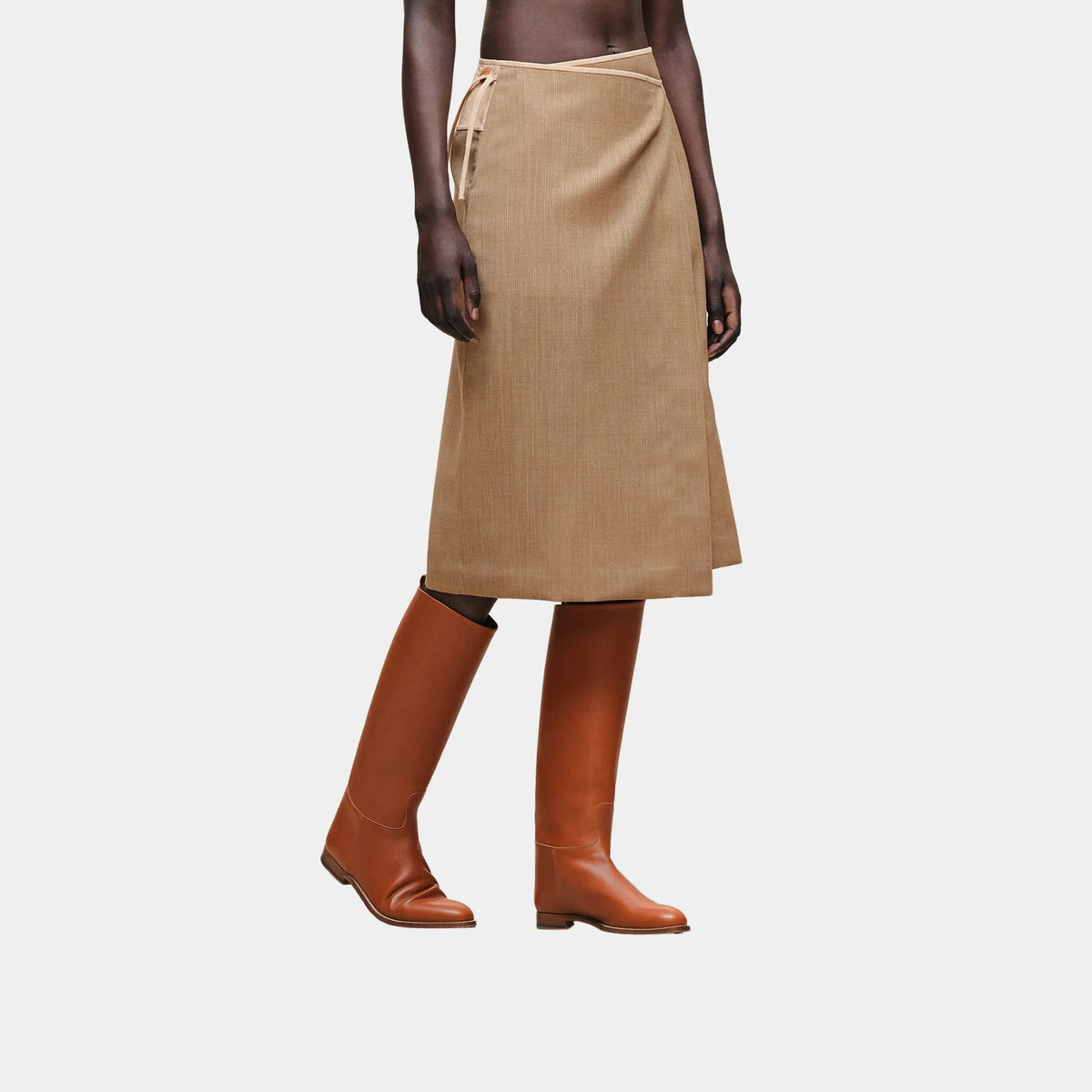 Wrap Skirt in Wool Canvas