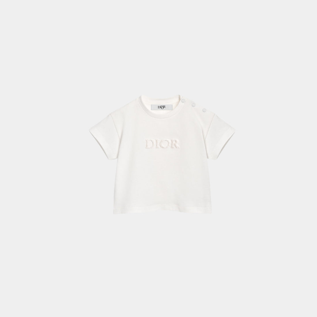 Dior Baby T-Shirt Ivory Cotton Jersey Tonal Bouclé Dior Embroidery, Front