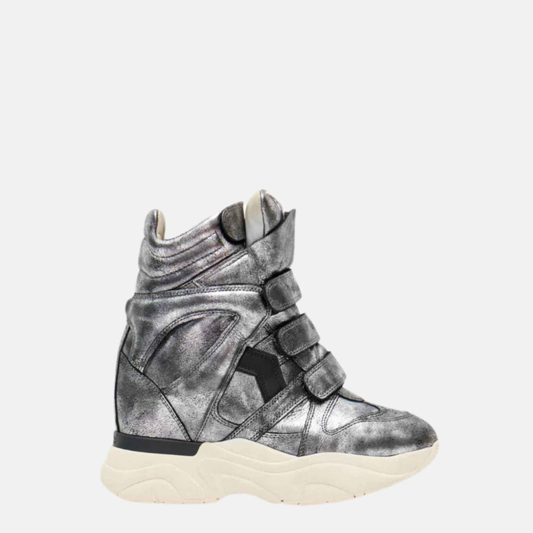 Isabel Marant Balskee Wedge Sneakers In Metallic Leather, Side