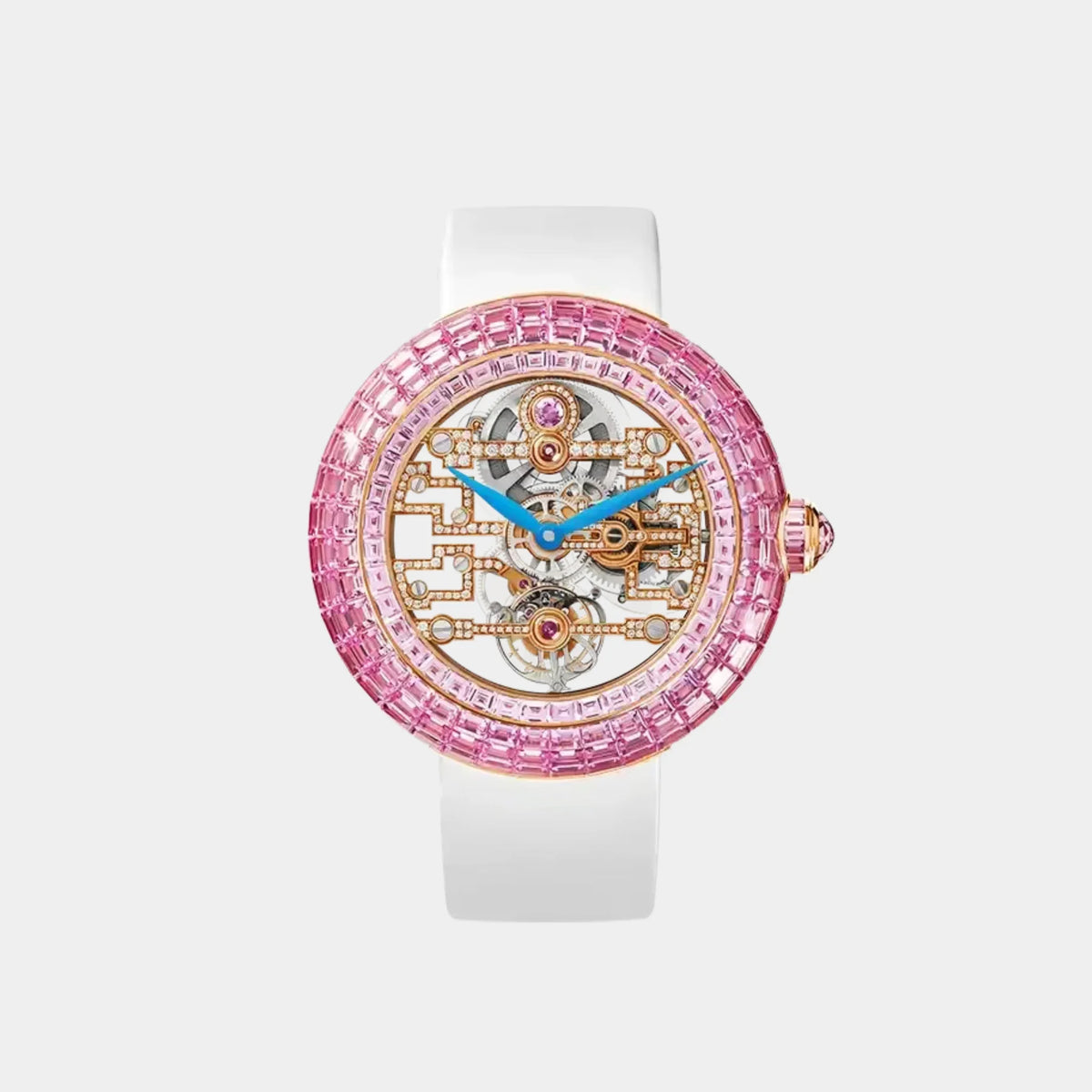 Brilliant Tourbillon Art Deco Pink Sapphire
