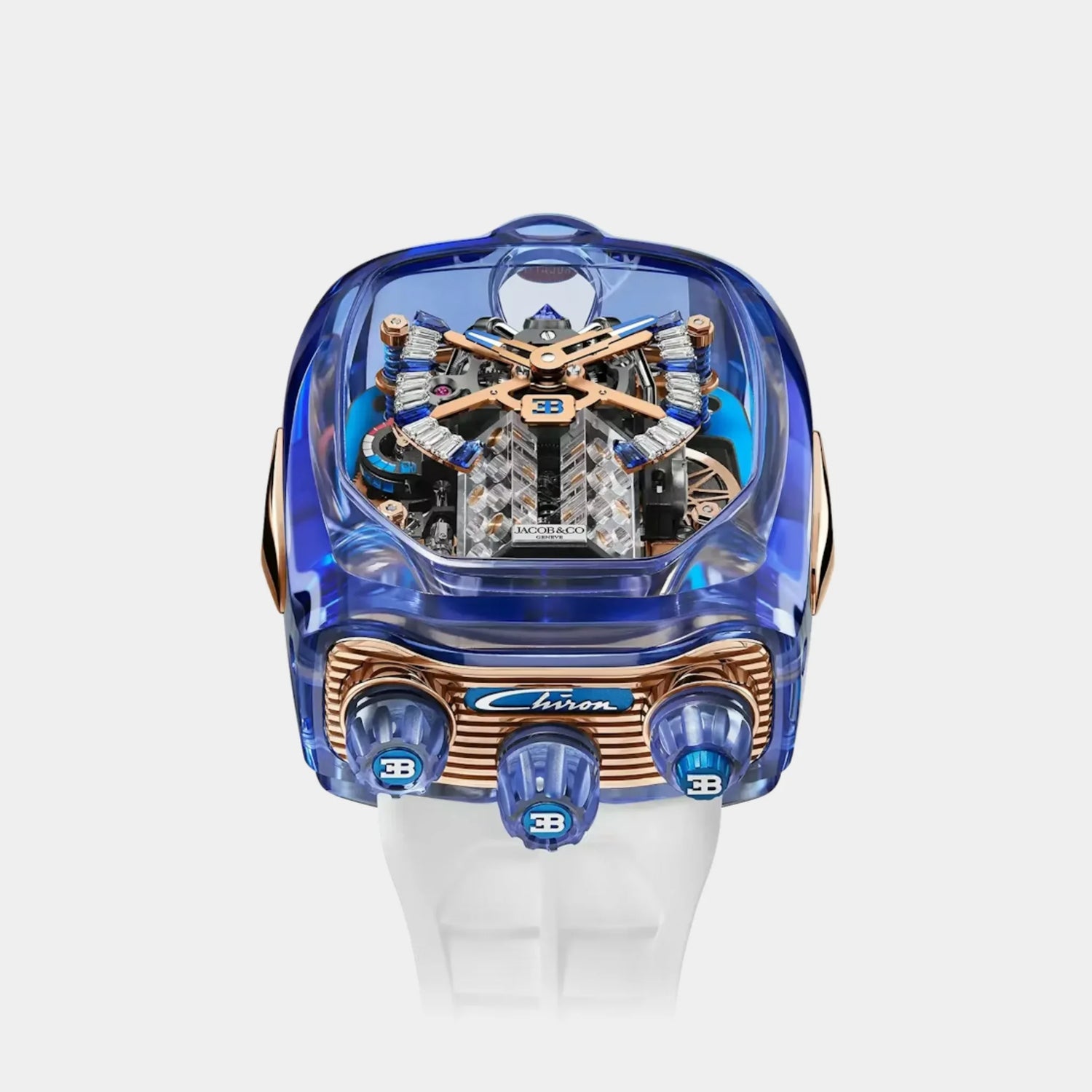 Jacob &amp; Co. Bugatti Chiron Tourbillon Blue Sapphire Crystal Rose Gold
