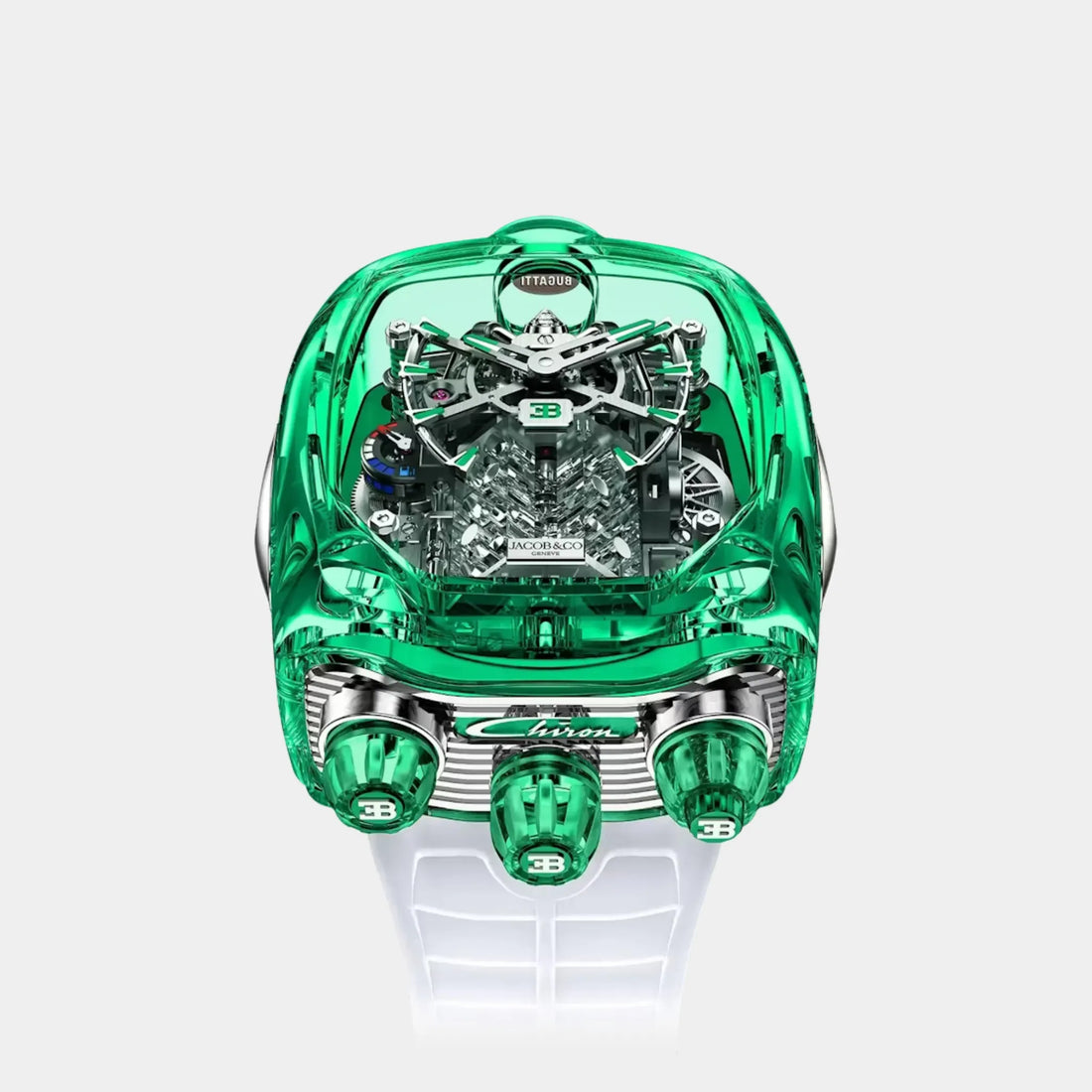 Jacob &amp; Co Bugatti Chiron Tourbillon Green Sapphire Crystal