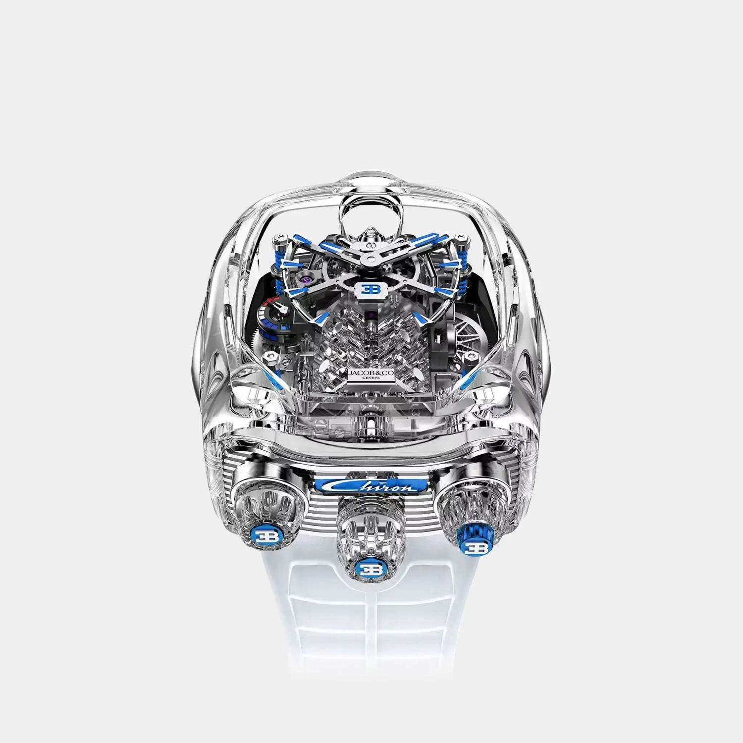 Jacob &amp; Co. Bugatti Chiron Tourbillon Sapphire Crystal Clear, Front