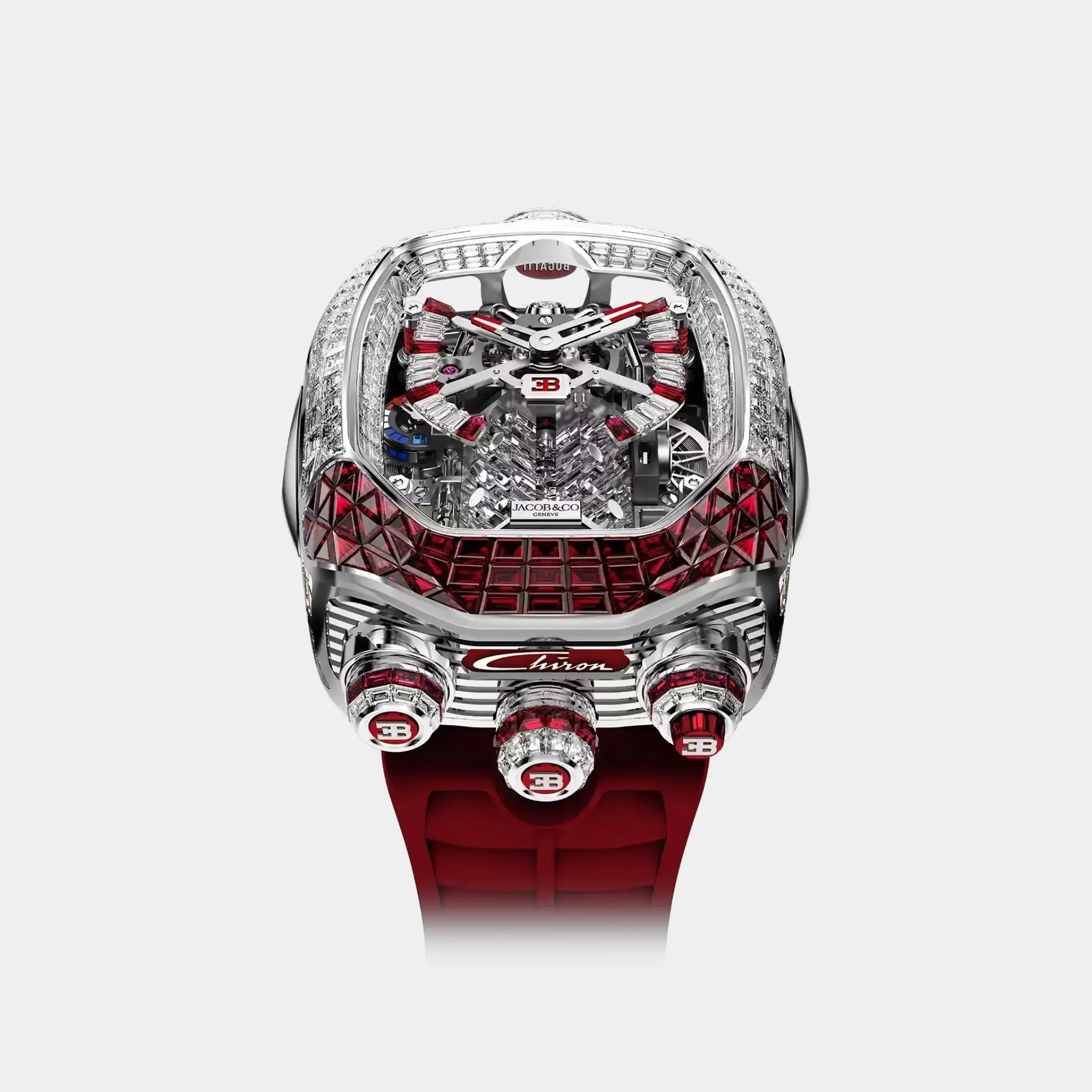 Jacob &amp; Co. Bugatti Chiron Tourbillon Baguette Diamonds &amp; Rubies