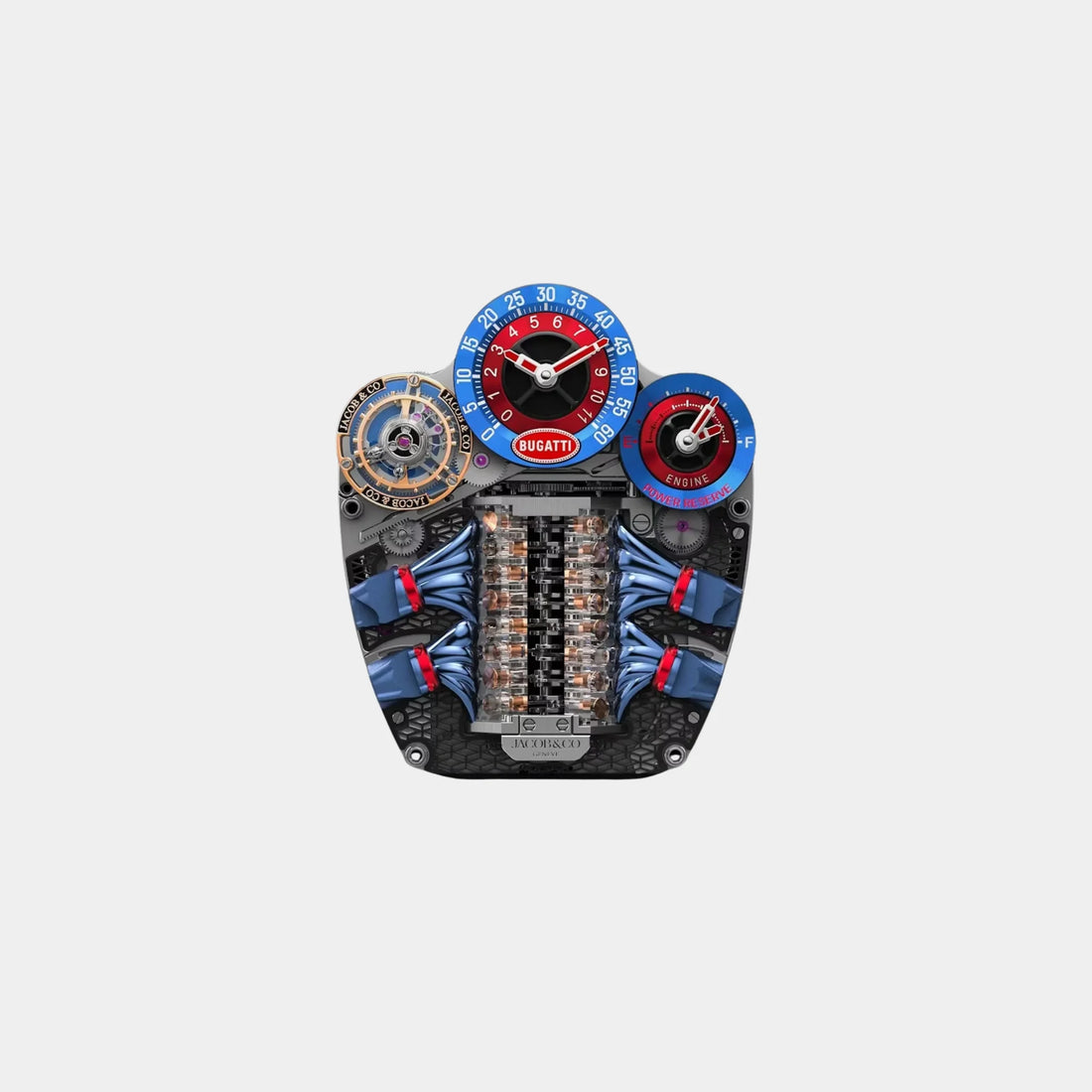 Jacob & Co. Bugatti Tourbillon تيتانيوم PVD أزرق، الحركة