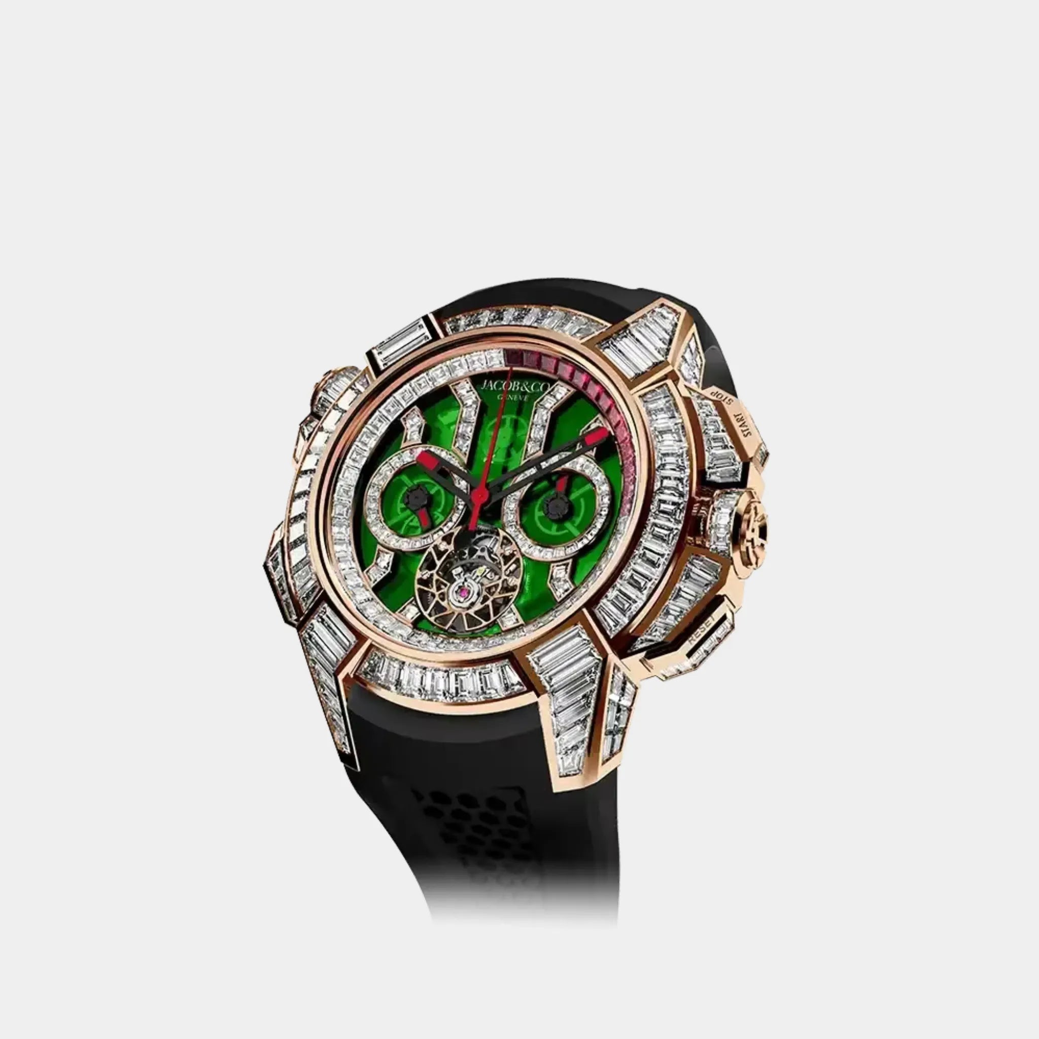 Jacob &amp; Co. Epic X Chrono Tourbillon Baguette Green Crystal 